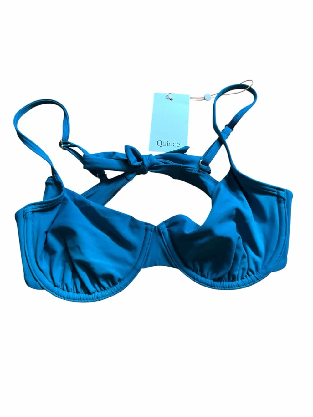 Quince Italian Demi Bikini Top Underwire Lagoon Teal Blue Size Medium New